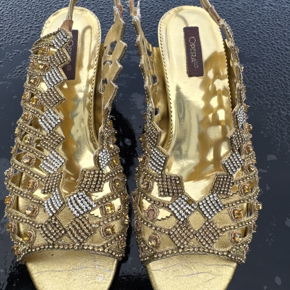 Gold Beaded Women's Shoes